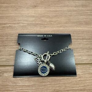 University of Florida Silver Chain Charm Bracelet with Love and Football Pendant